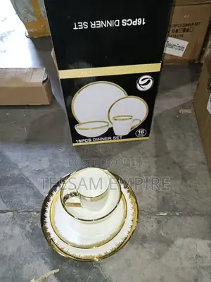 16pcs White and Gold Dinner Set
