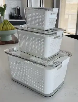 Refrigerator Fruits Storage Baskets Set With Lid
