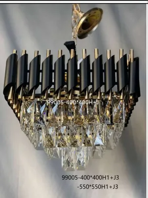 Black Square Crystal Chandelier Light by 400mm