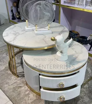 Two in One Center Table With Marble on Top