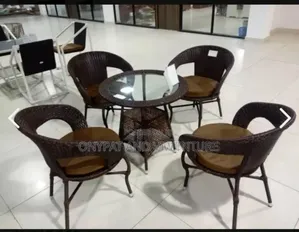 Outdoor Rattan Chair and Table With Cushion
