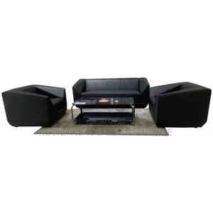5 Seater Black Leather Sofa (Sa533)