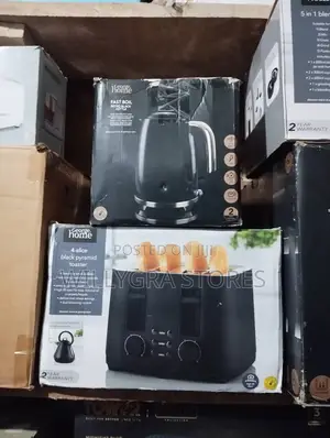 George Home 4 Slice Toaster and Retro Black Kettle
