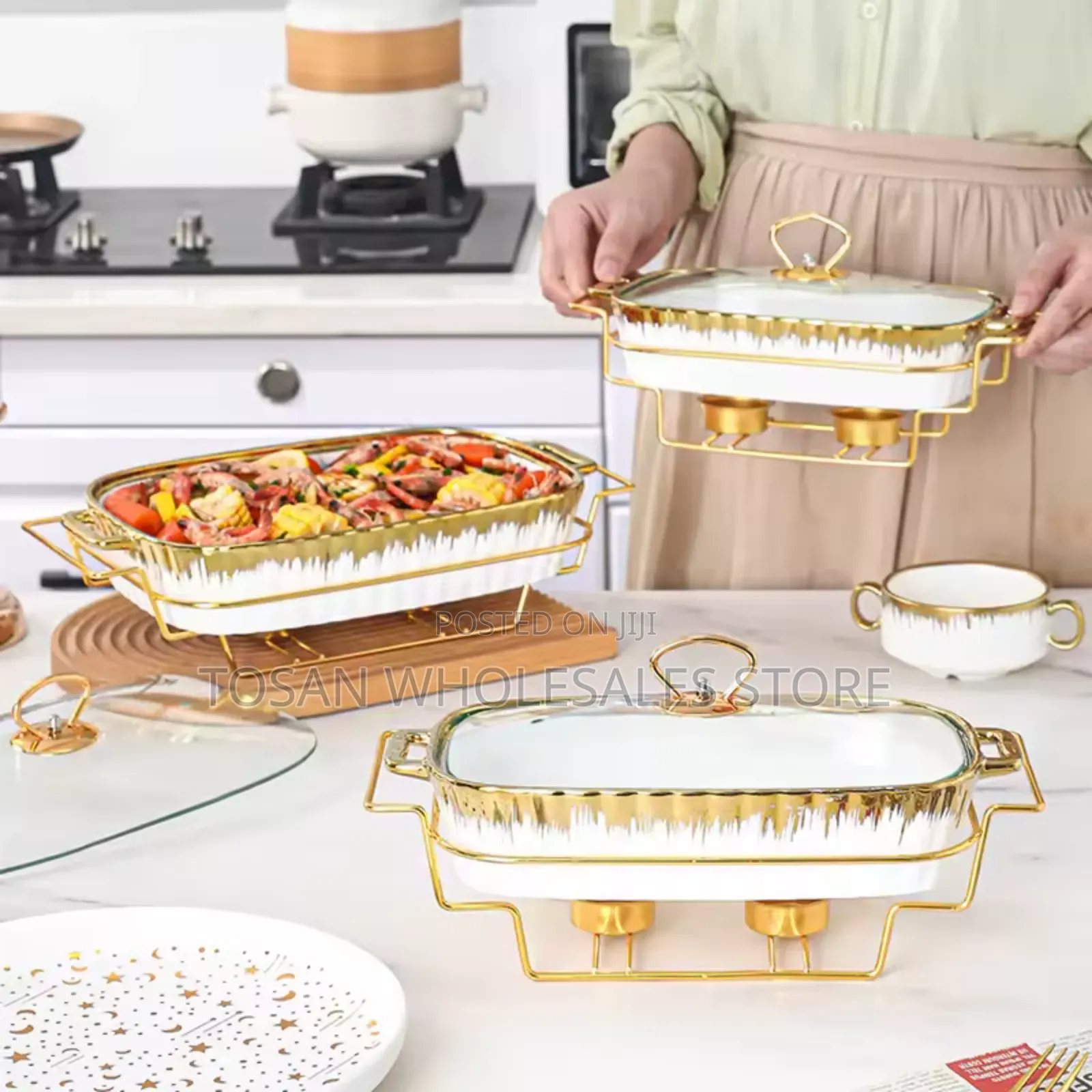 Gold Plating Serving Dishes( 3 Set)