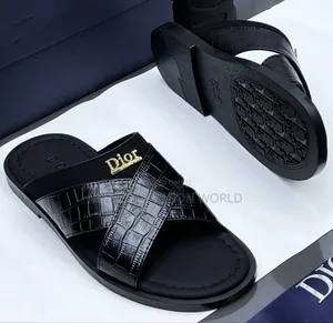 Christian Dior Black Leather Slippers