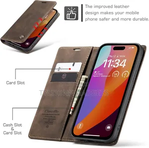 Leather Case With Card Slots for iPhone 13 14 15 16 Pro Max