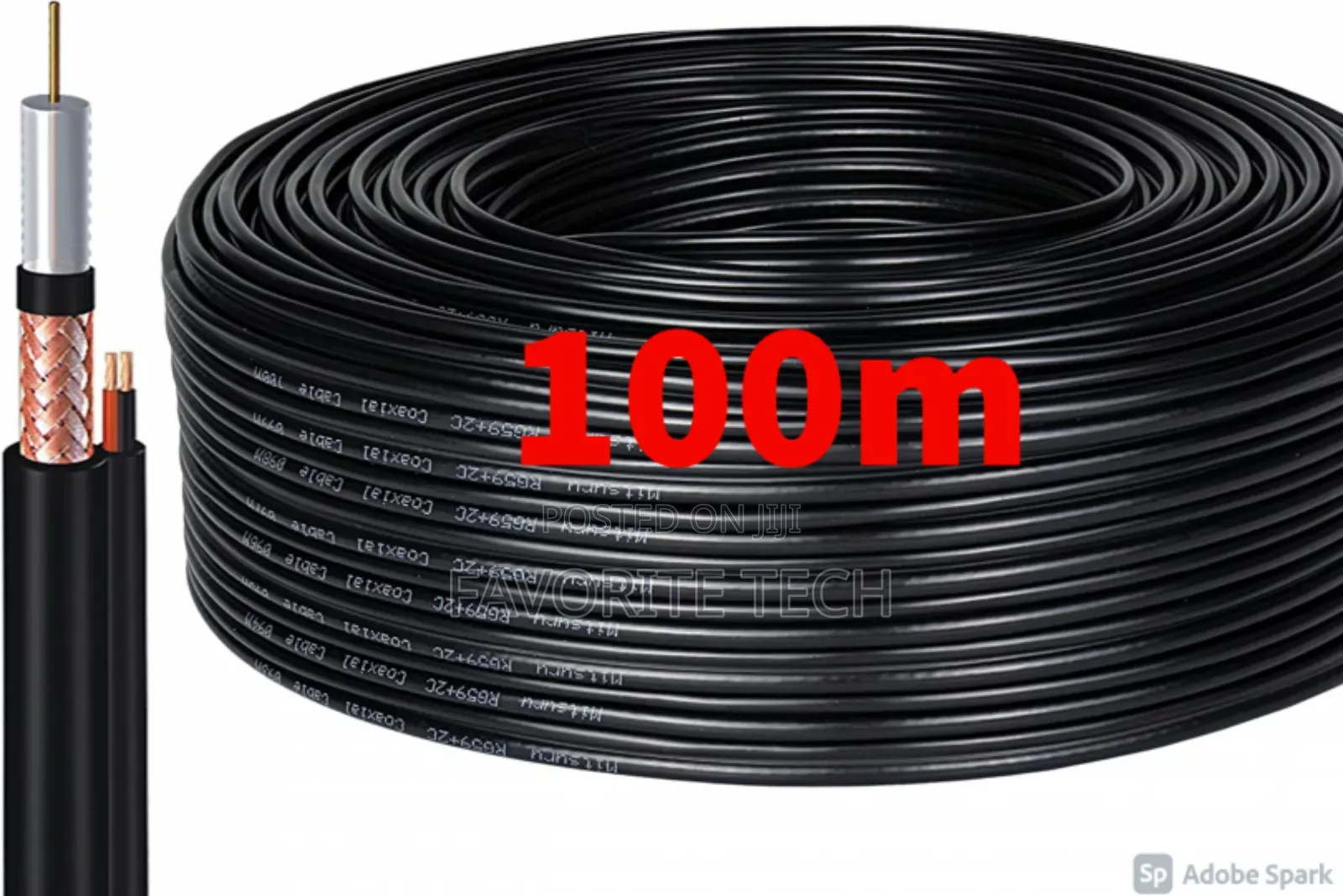 Rg59 Coaxial With Power Cable for CCTV Camera - 100m