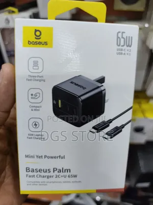 Baseus Mini Yet Powerful Palm Fast Charger 2c+U 65wwithcable