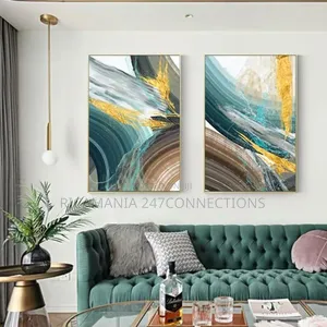 Abstract Natural Canvas Gold Frames