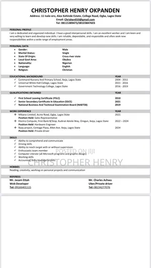 My Driving Cv