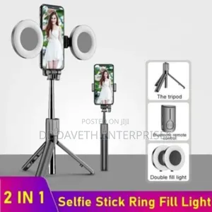 Selfie Stick Extendable Tripod With Dual Mirror Led Light