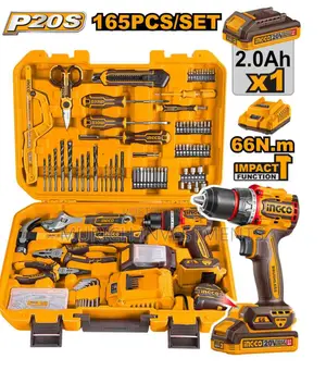 165piece Tool Set With 20v Lithium-Ion Cordless Impact Drill