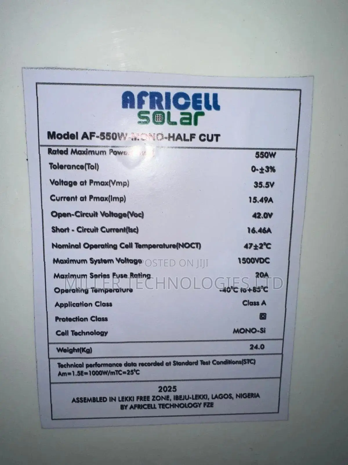 Africell 550w New Solar Panel