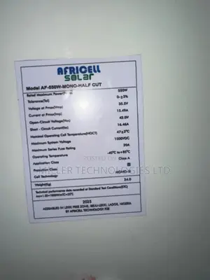 Africell 550w New Solar Panel