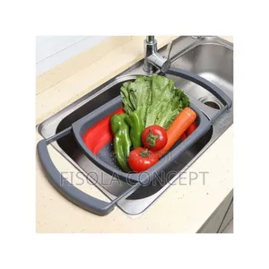 Kitchen Collapsible Strainer Colander With Handles (Red)