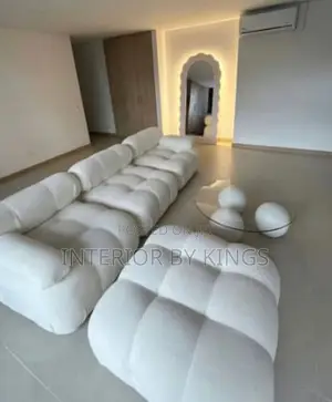 4seater Custom Made Sofa +Ottoman Glass Ball Table