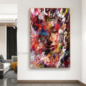 Colourful Woman Face Painting on Canvas