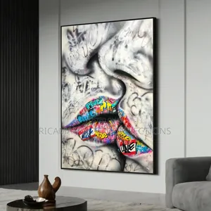 Lips Kissing Canvas Frame