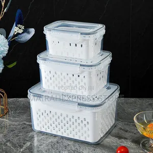 3pcs Kitchen Food Sealed Fruit Vegetable Drain Set