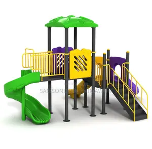 Two Base Giant Play Set With Spiral Slide, Curved Slides