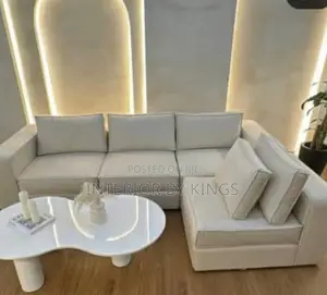 Luxury U-Shaped Fabric Sofa + Center Table Can Come in Color