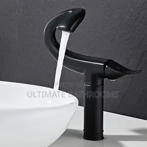 Classic Matt Black Long Counter Top Basin Mixer Tap
