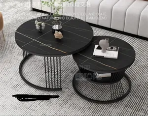 Unique 2in1 Rock Stone Marble Top Center Table