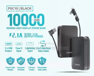 Romoss 10,000mah Powerbank With Inbuilt Cables