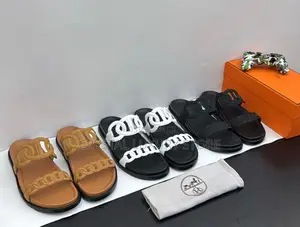 Hermes Quality Luxury Men Genuine Leather Pams