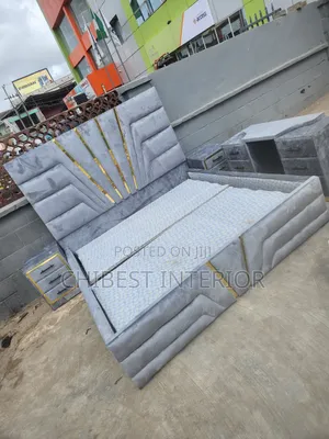6by6 Padded Upholstery Bed With Dresser and Cupboards