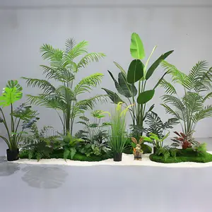 Office Landscaping Design With Green Moss And Sand Base