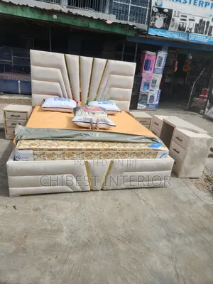 5ft Tall Upholstery Bed With Dresser and Cupboards