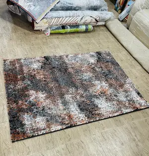 4x6 Grey Black Brown Cream Turkish Center Rug.
