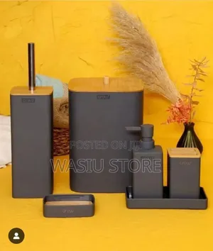 Set of 6 Bamboo Bathroom Accessories