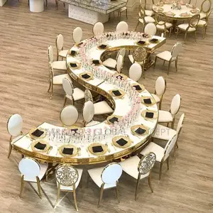 S Shaped 24 Seaters Luzury Event Centre Dining Table