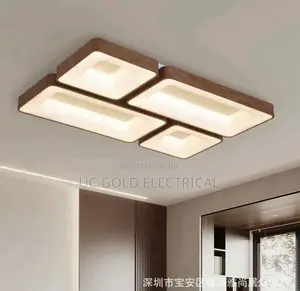 Led Light Square Wood Ceiling Lamp Led Lights Wooden Grain