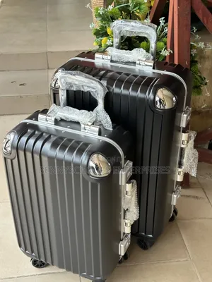 Set of 2 Black Stainless Travel Luggage Boxes