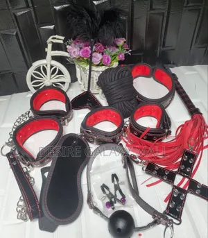 11pc Patent Leather BDSM Kit (Red Black)