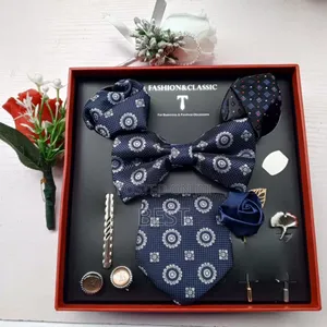 Full Set of Bow Tie,Long Tie,Brooch,Rose,2 Pocket Hanky
