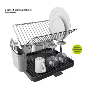2 Tiers Plate Rack With Drainer