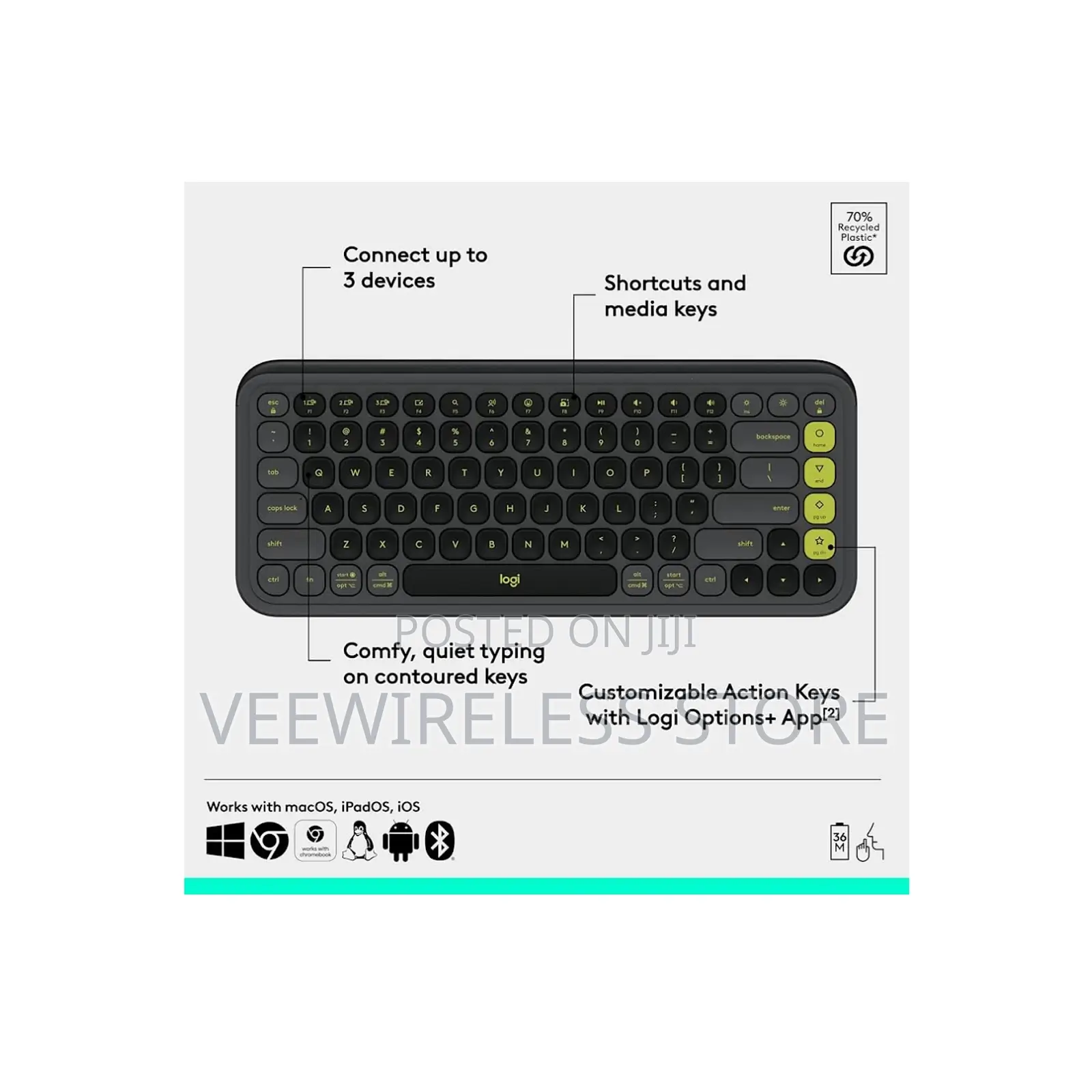 Logitech Pop Icon Keys Wireless Bluetooth Keyboard