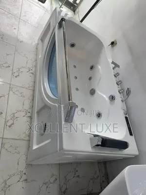 Single Jacuzzi Massage Bathtub With Side Glass and Led Jets
