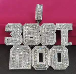 Custom Square Baguettecz Name or Letter Necklace Chain