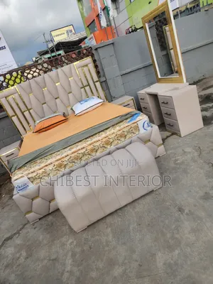 Cream Coloured 6by6 Leather Bed Frame