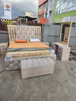 Luxury Cream Coloured Leather Padded Bed.