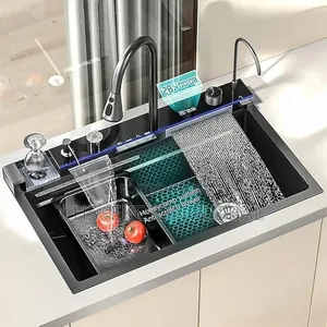 Piano Double Waterfall Luxury Kitchen Sink Multifunctional