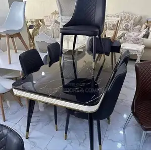 Marble Black Dining Table With 6 Chairs