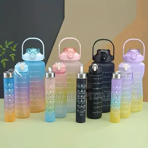 Motivational Water Bottle 3 in 1 Set With Time Marker