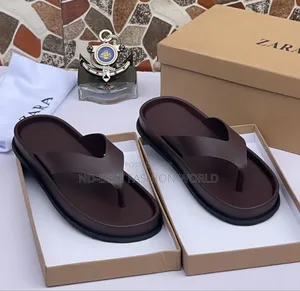 Zara Brown Leather Slippers