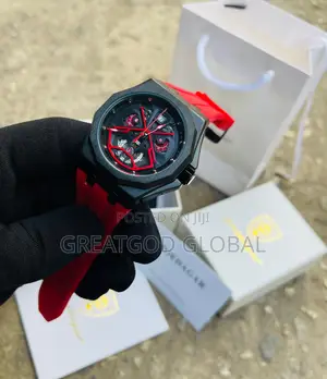 *Poedegar Araneae Rubber Wristwatch* Red Face Red Strap